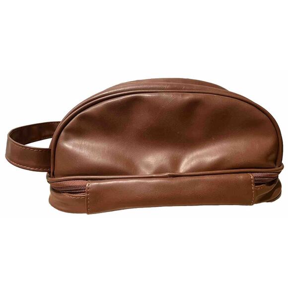 EUC ORIGINAL PENGUIN Leather Munsingwear Cosmetic /Toiletry Overnight Bag, Brown - Picture 2 of 7
